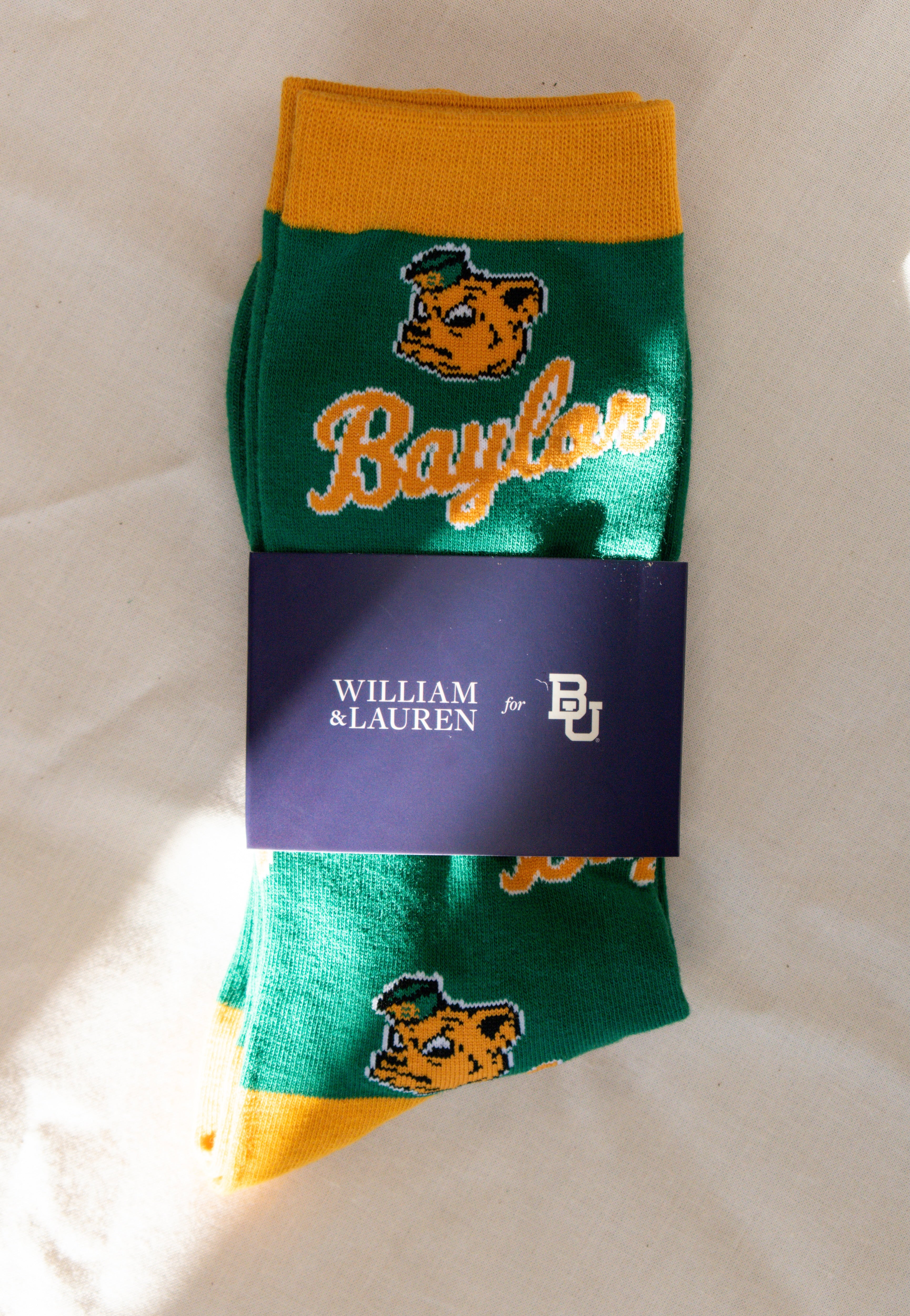Baylor Sailor Bear Script Sock