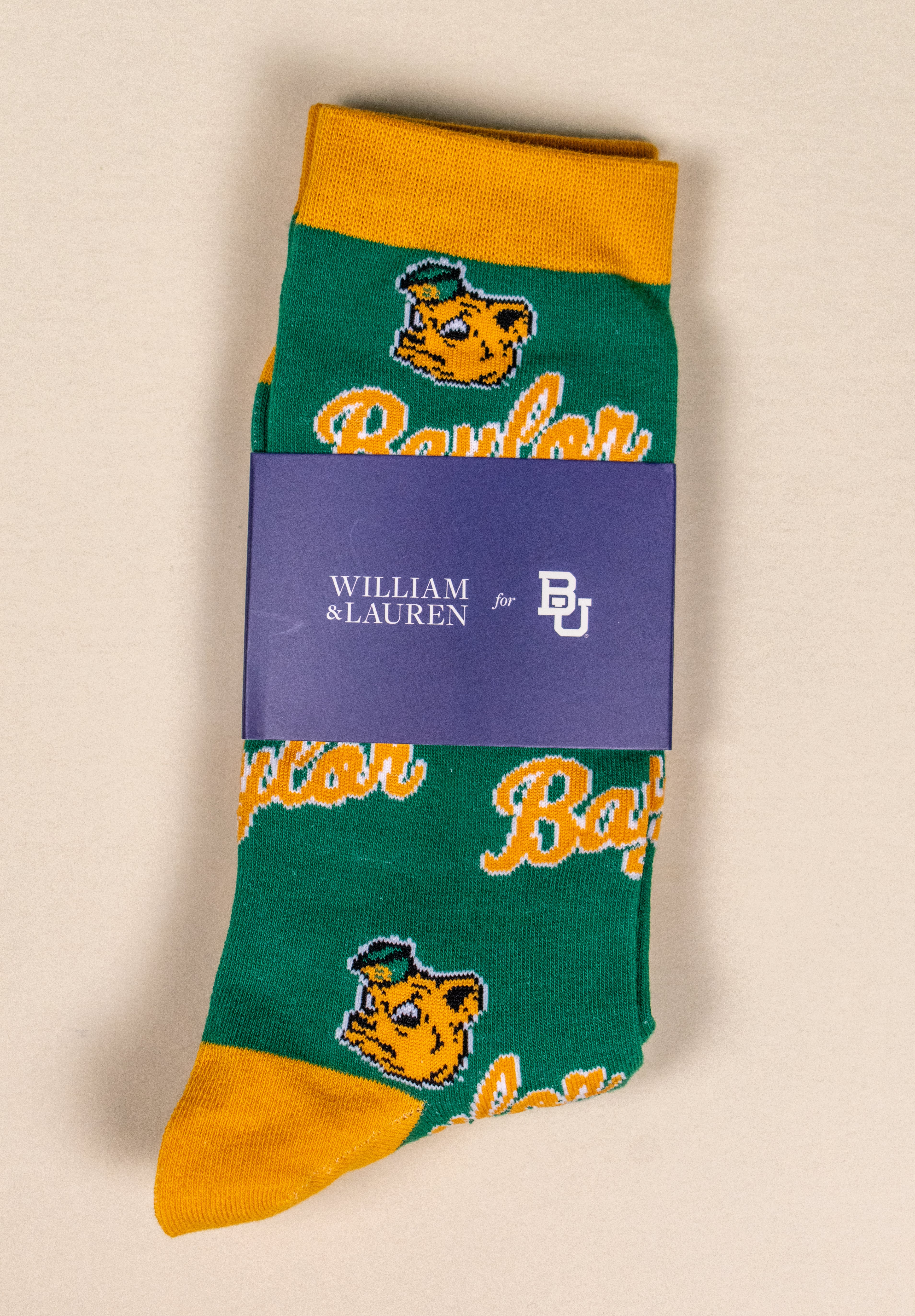 Baylor Sailor Bear Script Sock