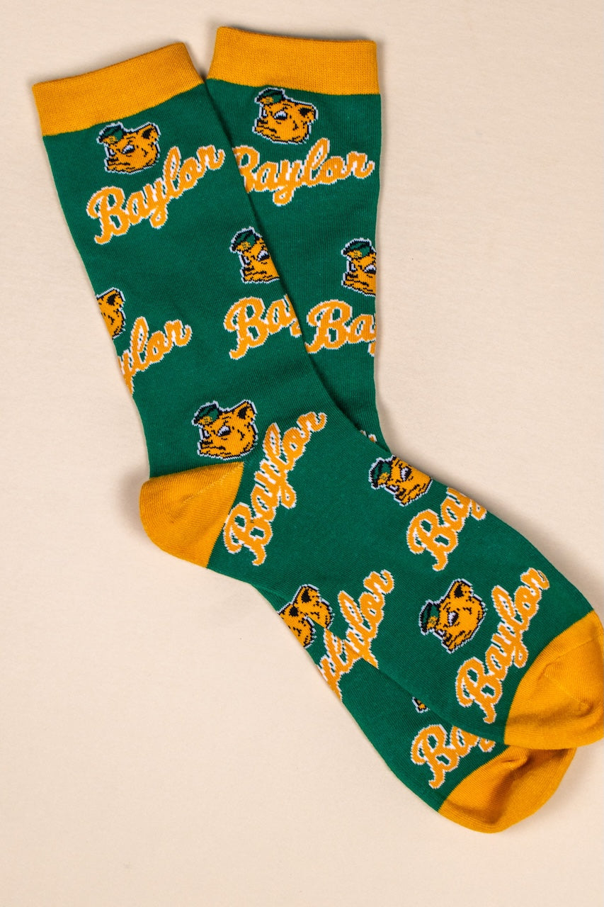 Baylor Sailor Bear Script Sock