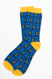 navy and gold old north UCO sock