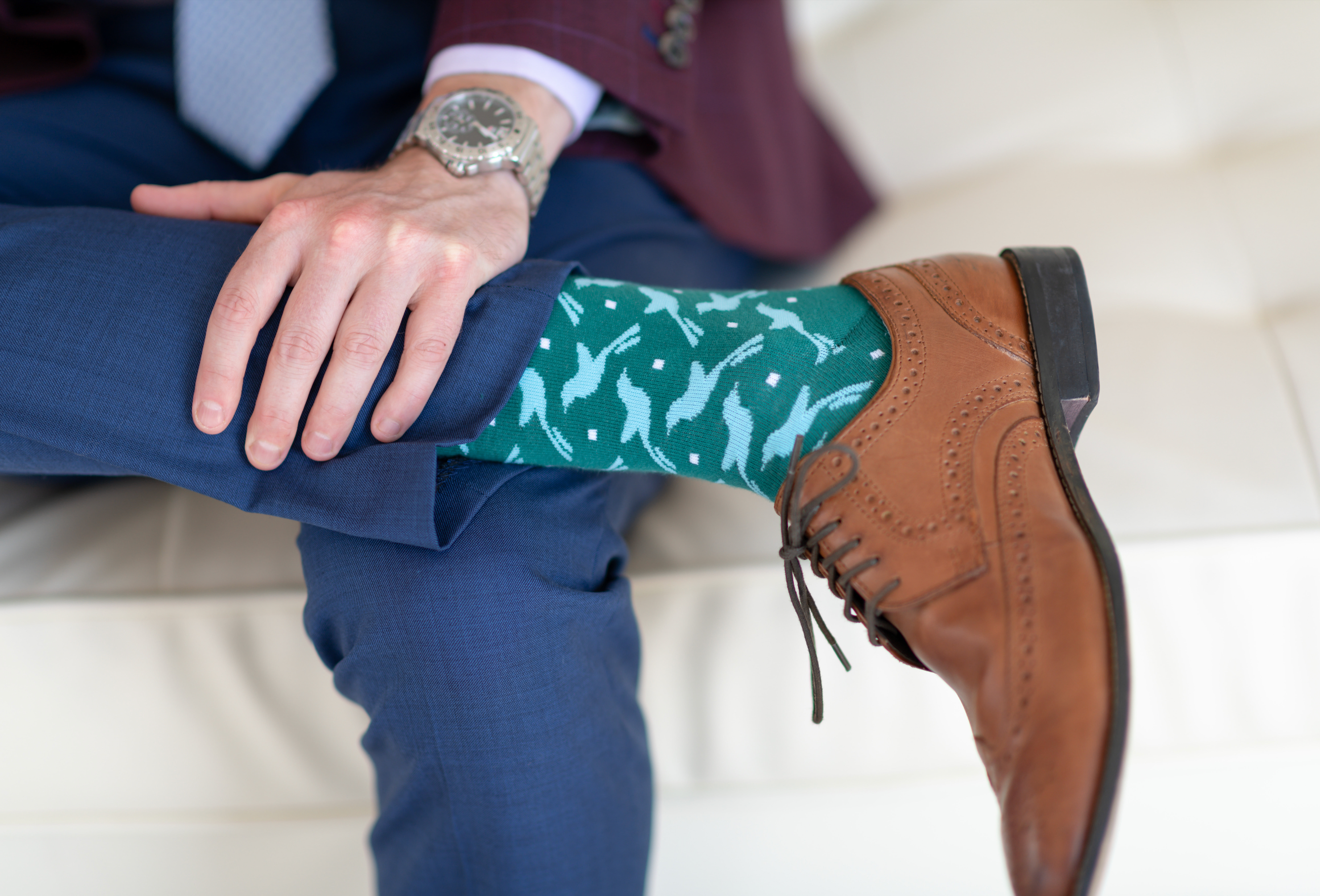 green men's socks with Oklahoma scissortail
